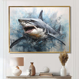 Minimalism Blue Shark Painting - Animals Canvas Wall Art