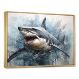 Minimalism Blue Shark Painting - Animals Canvas Wall Art