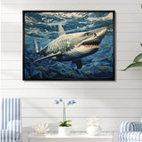 Shark Echo Painting - Shark Framed Canvas Art
