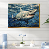 Shark Echo Painting - Shark Framed Canvas Art