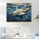Shark Echo Painting - Shark Framed Canvas Art