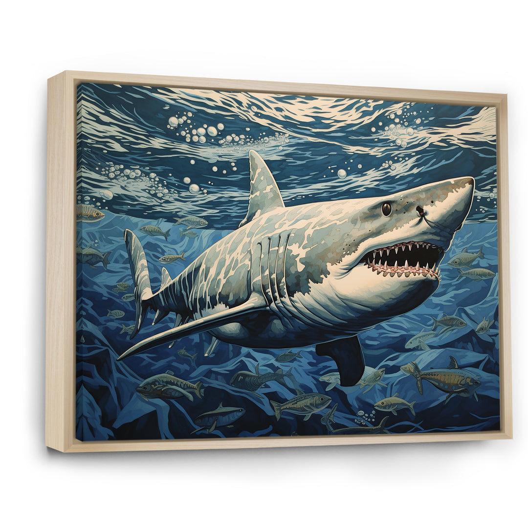 Shark Echo Painting - Shark Framed Canvas Art