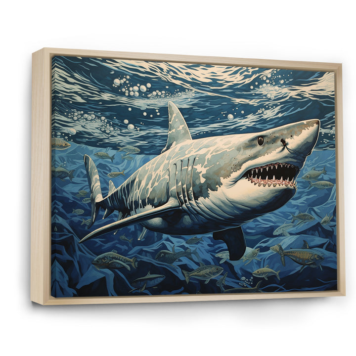 Shark Echo Painting - Shark Framed Canvas Art