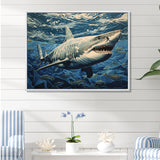 Shark Echo Painting - Shark Framed Canvas Art