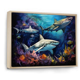 Shark Haven Under Water Painting - Shark Large Canvas Wall Art