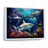 Shark Haven Under Water Painting - Shark Large Canvas Wall Art