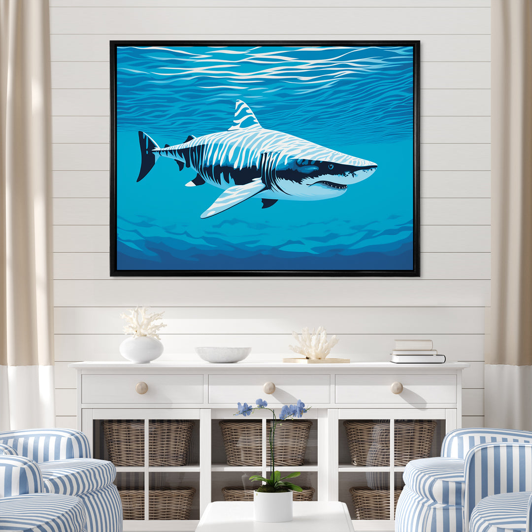 Tiger Shark Territory - Shark Living Room Wall Art