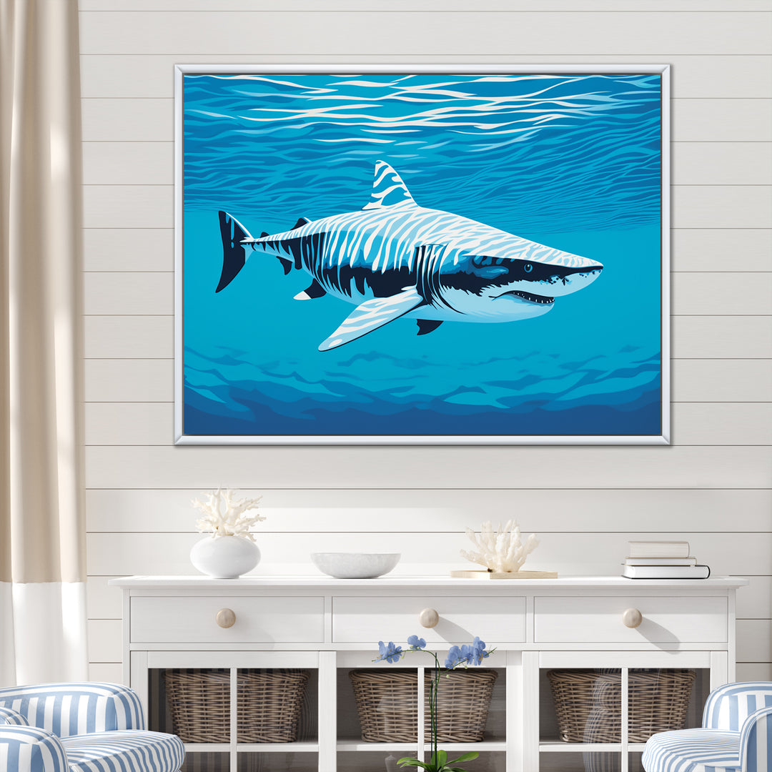 Tiger Shark Territory - Shark Living Room Wall Art