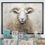 Cozy Beige Minimalism Sheep - Sheep Canvas Wall Art