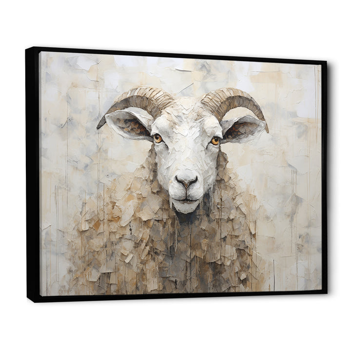 Cozy Beige Minimalism Sheep - Sheep Canvas Wall Art