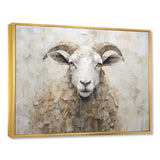 Cozy Beige Minimalism Sheep - Sheep Canvas Wall Art