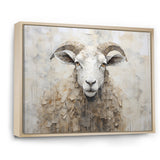 Cozy Beige Minimalism Sheep - Sheep Canvas Wall Art