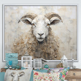 Cozy Beige Minimalism Sheep - Sheep Canvas Wall Art
