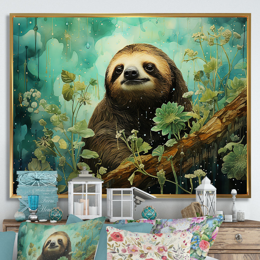 Sloth Jade Journey - Sloth Wall Art Prints