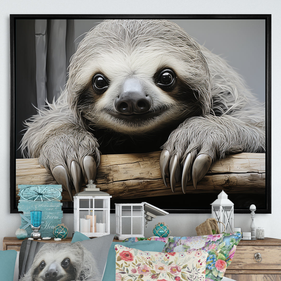 Mellow Sloth - Beige Sloth Wall Art