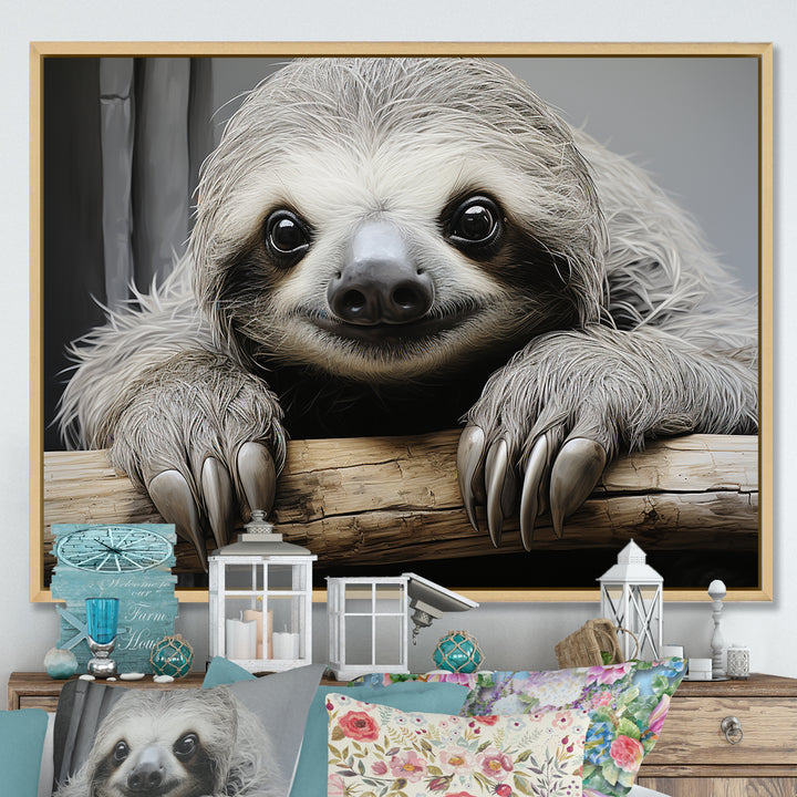 Mellow Sloth - Beige Sloth Wall Art