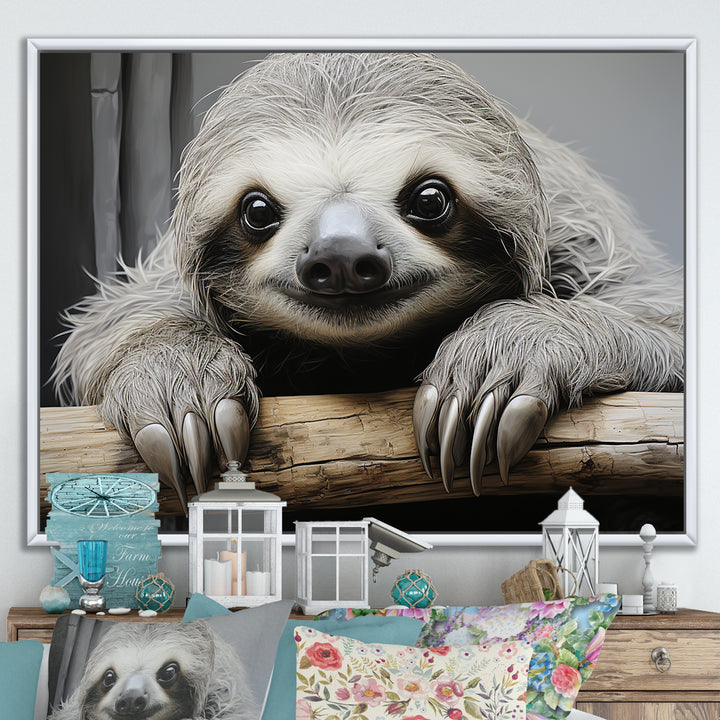 Mellow Sloth - Beige Sloth Wall Art