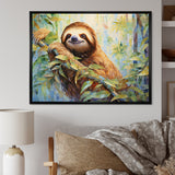 Mellow Climbing Sloth - Sloth Framed Canvas Art