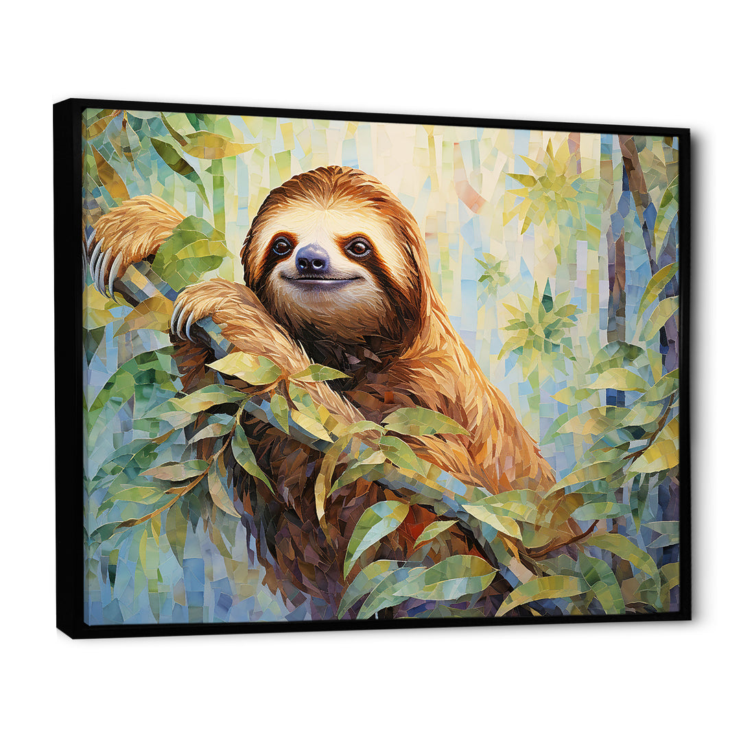 Mellow Climbing Sloth - Sloth Framed Canvas Art