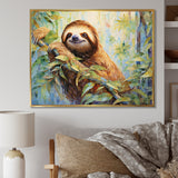 Mellow Climbing Sloth - Sloth Framed Canvas Art