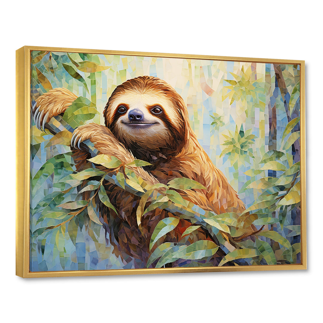 Mellow Climbing Sloth - Sloth Framed Canvas Art
