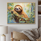 Mellow Climbing Sloth - Sloth Framed Canvas Art