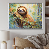 Mellow Climbing Sloth - Sloth Framed Canvas Art