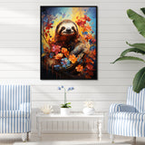 Mellow Flower Sloth - Sloth Home Decor Art