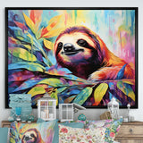 Colorful Pop Art Sloth - Sloth Living Room Wall Art