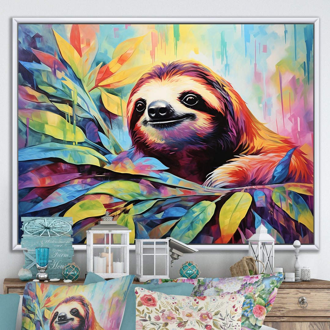Colorful Pop Art Sloth - Sloth Living Room Wall Art