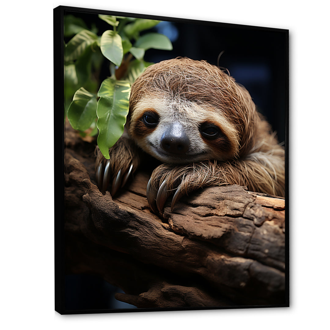 Rustic Repose Sloth - Sloth Canvas Wall Art