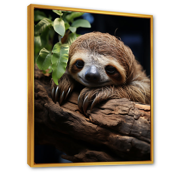 Rustic Repose Sloth - Sloth Canvas Wall Art