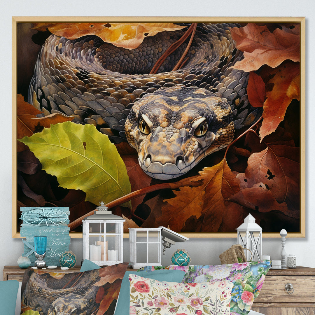 Foliage Slytherin Autumn Snakes - Brown Snake Wall Art