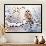 Winter Snowy Owl Charm Landscape - Landscapes Canvas Wall Art