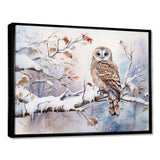 Winter Snowy Owl Charm Landscape - Landscapes Canvas Wall Art