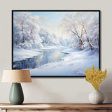 Winter River Snow Charm Landscape IV - Landscapes Canvas Wall Art