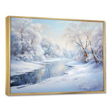 Winter River Snow Charm Landscape IV - Landscapes Canvas Wall Art