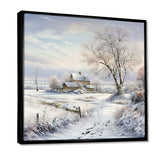 Farmhouse Snow Winter Scenery - Landscapes Canvas Wall Art