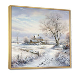 Farmhouse Snow Winter Scenery - Landscapes Canvas Wall Art