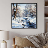 Snow River Winter Scenery - Landscapes Canvas Wall Art