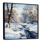 Snow River Winter Scenery - Landscapes Canvas Wall Art