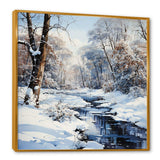 Snow River Winter Scenery - Landscapes Canvas Wall Art