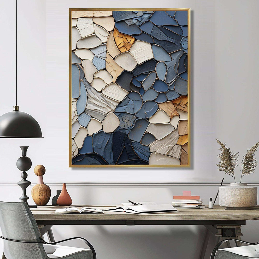 Blue Spiritual Stone Minimalism Painting III - Spiritual Canvas Wall Art