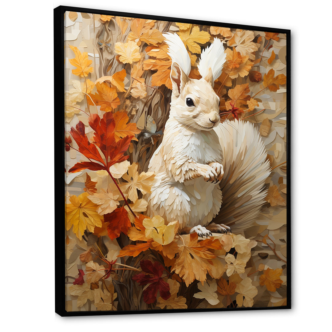 Minimalism Squirrel Beige Painting - Squirrel Framed Canvas Art