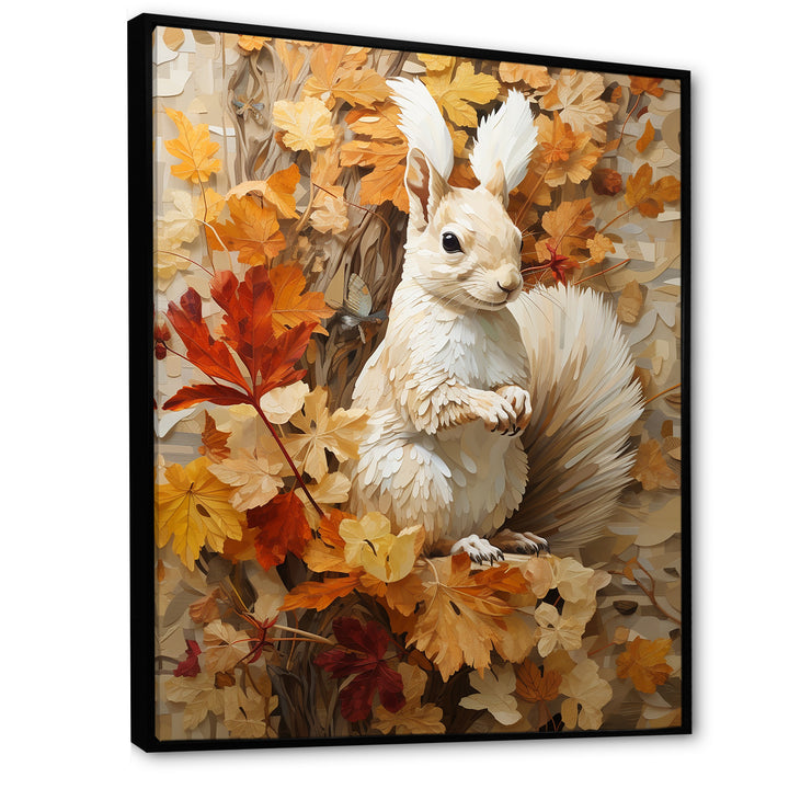 Minimalism Squirrel Beige Painting - Squirrel Framed Canvas Art