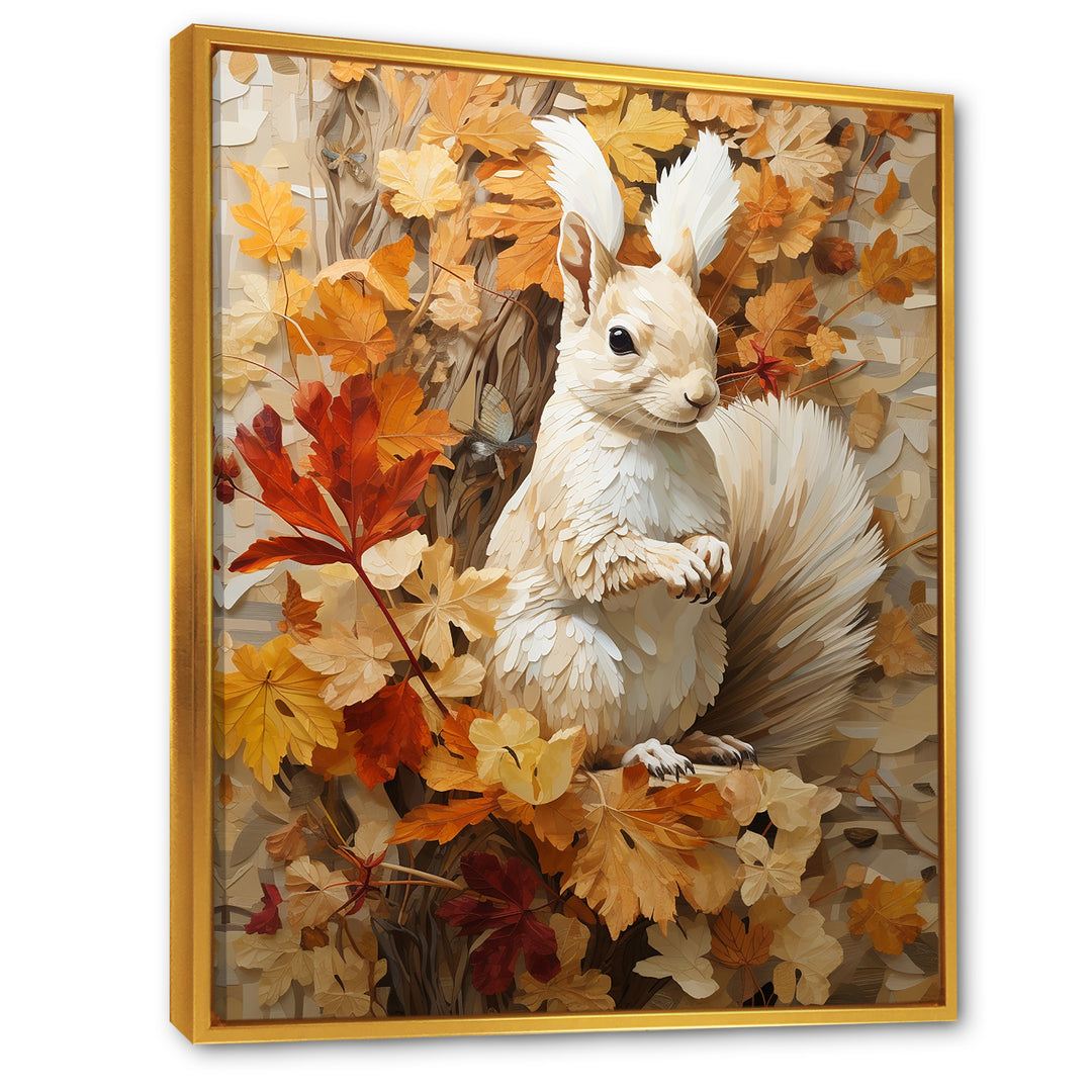 Minimalism Squirrel Beige Painting - Squirrel Framed Canvas Art
