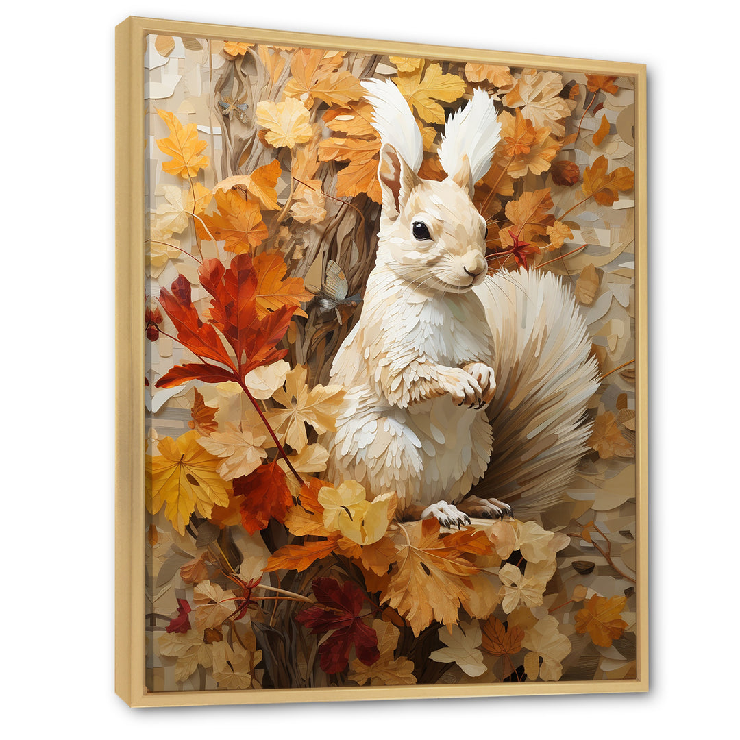 Minimalism Squirrel Beige Painting - Squirrel Framed Canvas Art