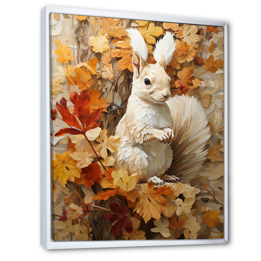 Minimalism Squirrel Beige Painting - Squirrel Framed Canvas Art