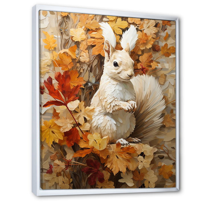 Minimalism Squirrel Beige Painting - Squirrel Framed Canvas Art
