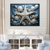 Minimalism Starfish Blue And White - Starfish Canvas Wall Art
